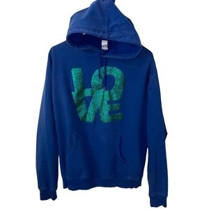 LOVE Blue Hoodie Large